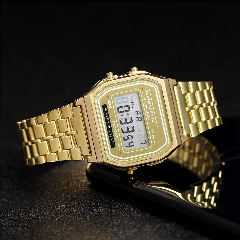 Reloj Digital Mujer Acero Inoxidable – Estilo Elegante que Dura