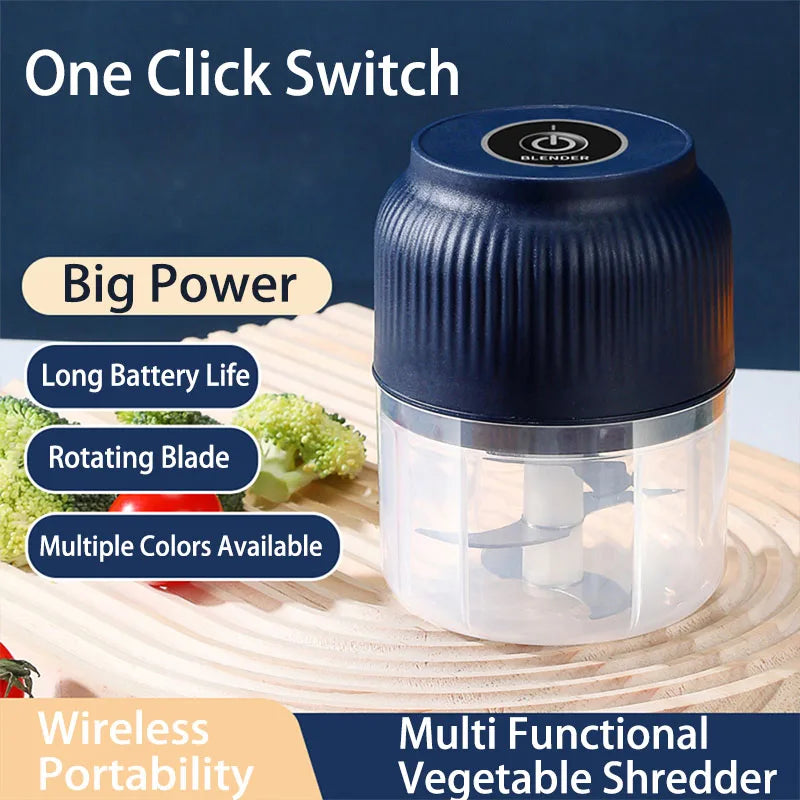 Picadora Eléctrica Mini USB Recargable 250ml | Tritura Ajo, Verduras y Más en Segundos