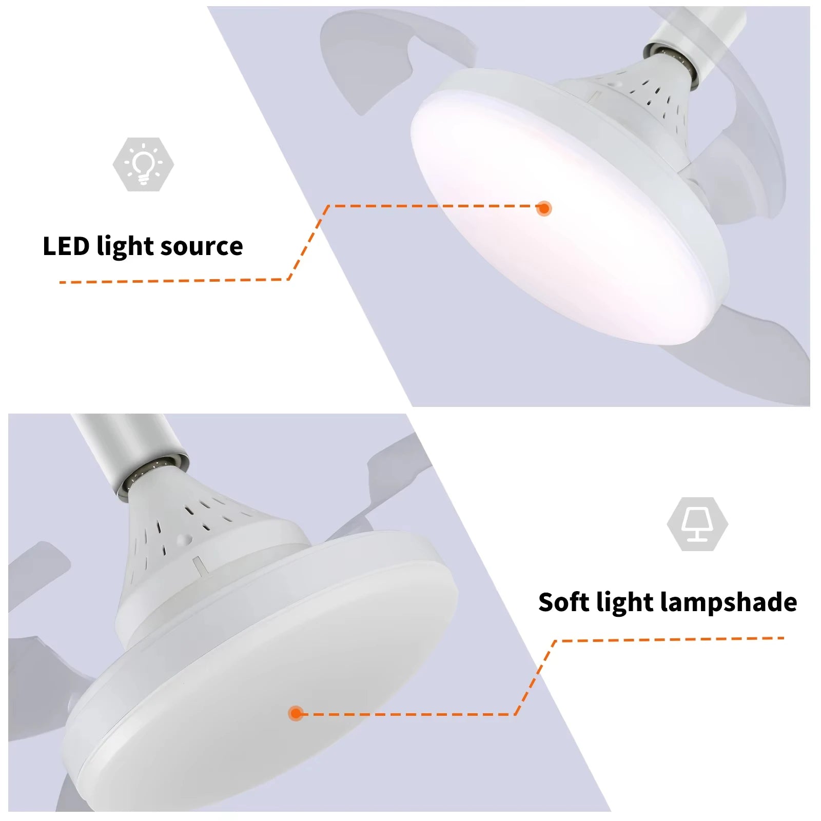 Ventilador de Techo Retráctil con Luz LED | Control Remoto, Regulable, Instalación E27