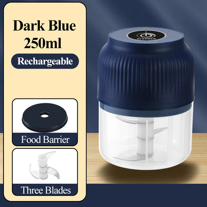 Picadora Eléctrica Mini USB Recargable 250ml | Tritura Ajo, Verduras y Más en Segundos