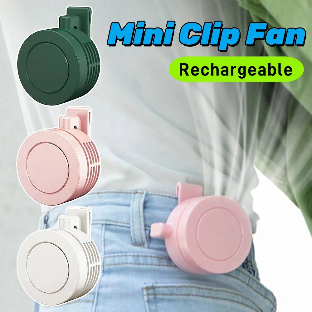 Mini Ventilador de Clip USB Recargable | 3 Velocidades, Silencioso, Portátil para Cintura y Cuello