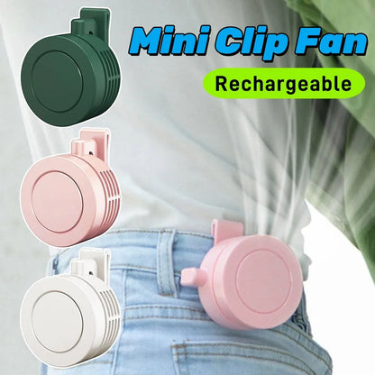 Mini Ventilador de Clip USB Recargable | 3 Velocidades, Silencioso, Portátil para Cintura y Cuello