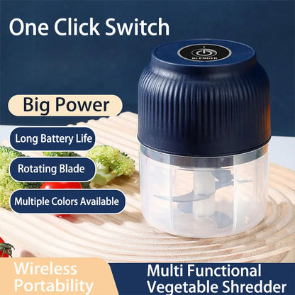 Picadora Eléctrica Mini USB Recargable 250ml | Tritura Ajo, Verduras y Más en Segundos