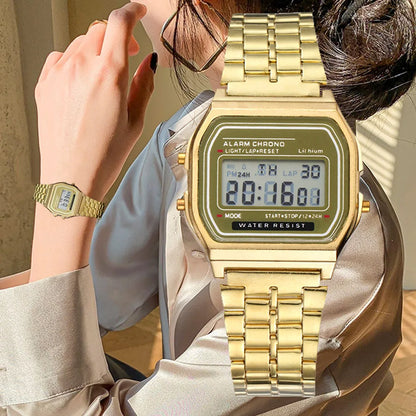 Reloj Digital Mujer Acero Inoxidable – Estilo Elegante que Dura