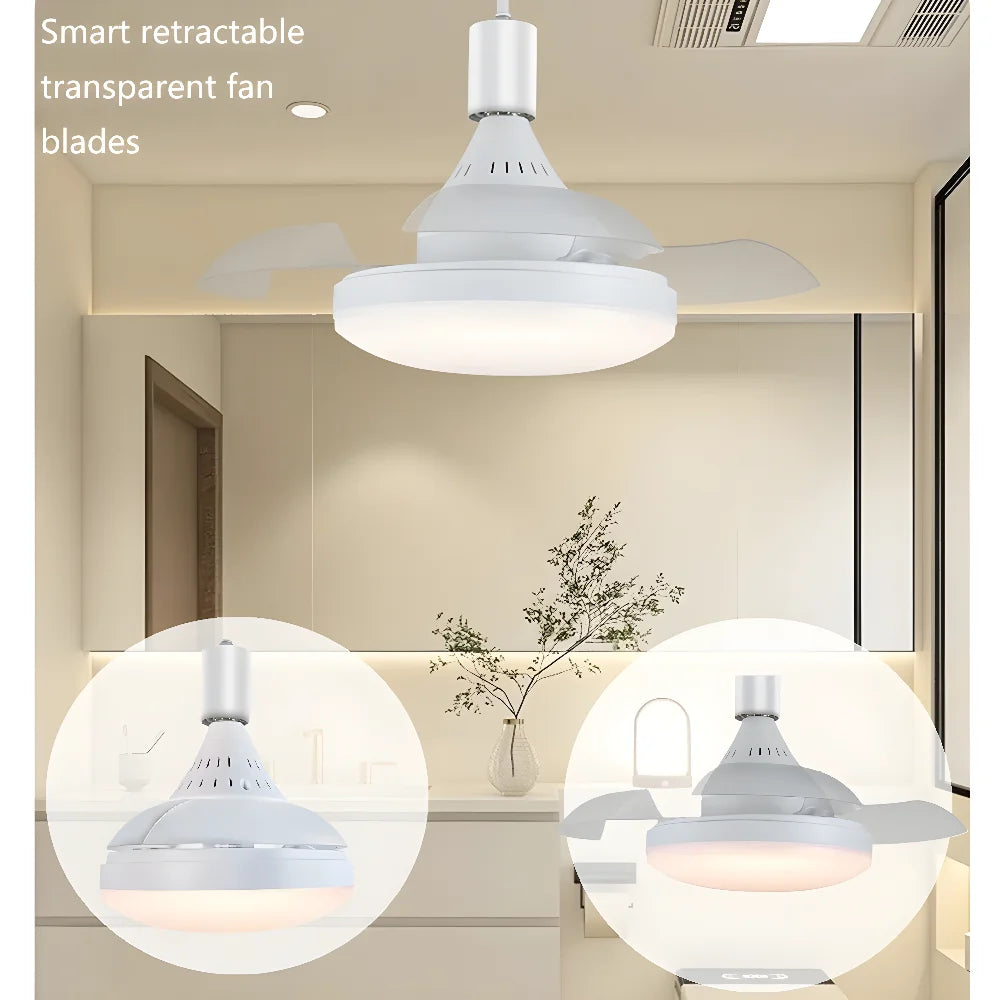 Ventilador de Techo Retráctil con Luz LED | Control Remoto, Regulable, Instalación E27