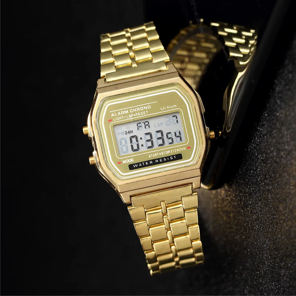 Reloj Digital Mujer Acero Inoxidable – Estilo Elegante que Dura