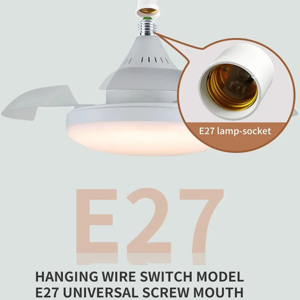 Ventilador de Techo Retráctil con Luz LED | Control Remoto, Regulable, Instalación E27