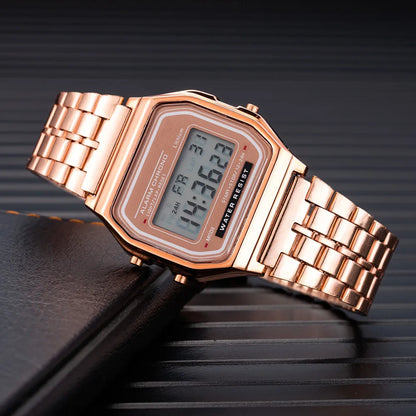 Reloj Digital Mujer Acero Inoxidable – Estilo Elegante que Dura