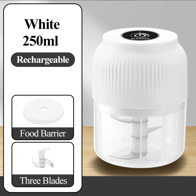 Picadora Eléctrica Mini USB Recargable 250ml | Tritura Ajo, Verduras y Más en Segundos