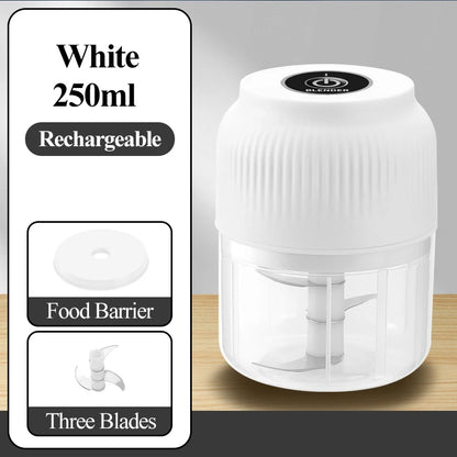 Picadora Eléctrica Mini USB Recargable 250ml | Tritura Ajo, Verduras y Más en Segundos